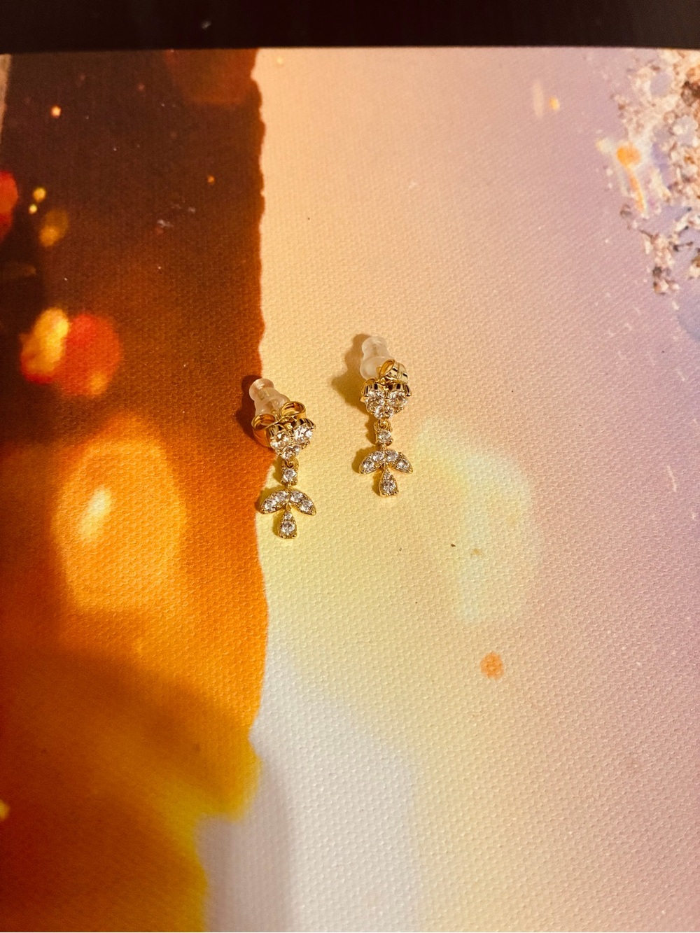 Gold Cubic Zirconia Drop Stud Earrings - Elegant Women’s Jewelry